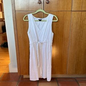 Elegant White Sleeveless Dress, linen